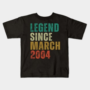 Legend Since March 2004 Awesome Retro Vintage Birthday Years Old Gift Kids T-Shirt